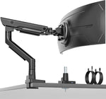 monTEK Premium Aluminum Monitor Arm for 17–57” Ultrawide Screens up to 59 lbs, USB 3.0 Single Desk Mount with Adjustable Gas Spring, Quick-Release Plate, 10-Min Assembly, Clamp/Grommet, VESA 100x100