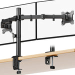 monTEK Stable Dual Monitor Stand for 17"–32” Computer Screens, Heavy-Duty Desk Mount with 22 lbs per Arm, Fully Adjustable Brackets and Arms, Clamp/Grommet Base, VESA 100×100mm Max