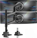 monTEK Dual Monitor Arm for up to 57" and 59.4 lbs Ultrawide Screen, Aluminum Heavy-Duty Gas Spring Vertical Stackable Curved Screen Adjustable Monitor Stand, 75/100mm Vesa Mount, Black