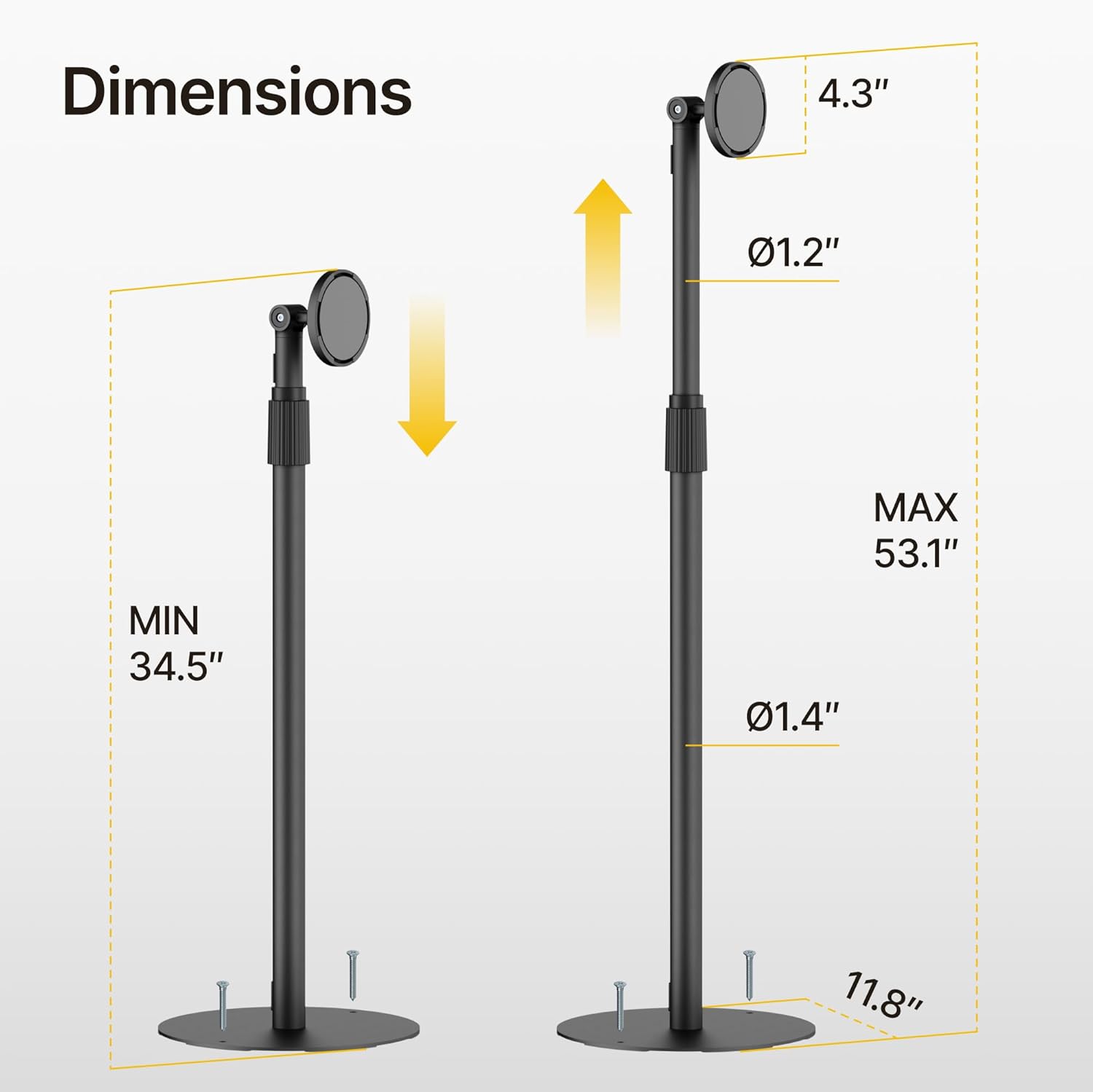 monTEK Anti-Theft Tablet Floor Stand, Frameless Universal Tablet Kiosk with Security Lock Fit 7-15” Screen, Height Adjustable Mount Compatible with Gen 7 to 10 /iPad Pro/Air/Mini/Samsung Tab, Black
