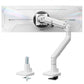monTEK Single Monitor Arm with USB A/C, Ultrawide Monitor Stand for 17 to 57 Inch Curved Screen, Holds 59.4 lbs, Adjustable Gas Spring Arm, 75/100 VESA Mount, Clamp & Grommet Desk Mount, White