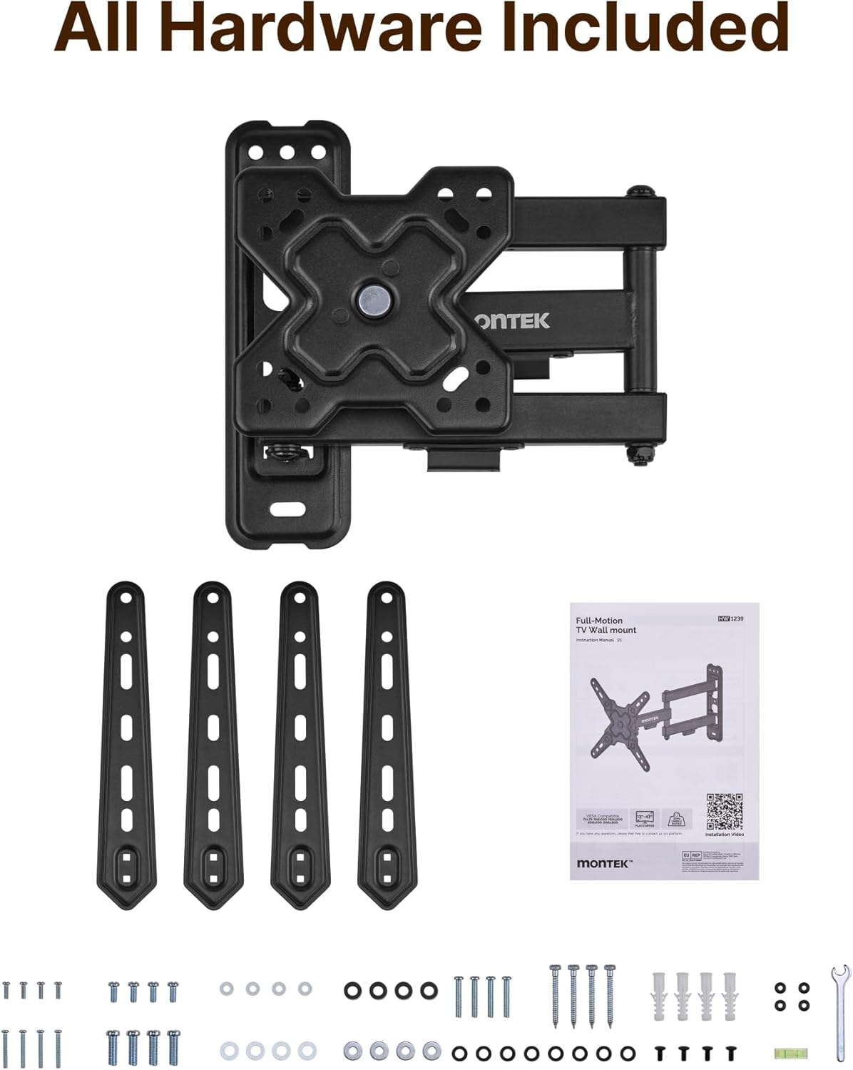 monTEK Full Motion TV Wall Mount Bracket for Most 13-55 Inch LED LCD Flat Screen TVs & Monitors, Swivel Tilt Extension Rotation with Articulating Arms, TV Mount Max VESA 400x400mm, up to 55lbs