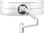 monTEK Monitor Wall Mount for 17-57“ up to 59.4 lbs Ultrawide Screens, Single Heavy-Duty Aluminum Gas Spring Monitor Arm with Full Motion Adjustment, VESA 75x75/100x100 Compatible, White