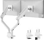 monTEK Dual Monitor Arm, Mechanical Spring Monitor Arm for 17-35" Screens, Adjustable Monitor Desk Mount Each Holds up to 24.2 lbs with C Clamp/Grommet Desk Mount, VESA 75/100mm, MA1011WH-D