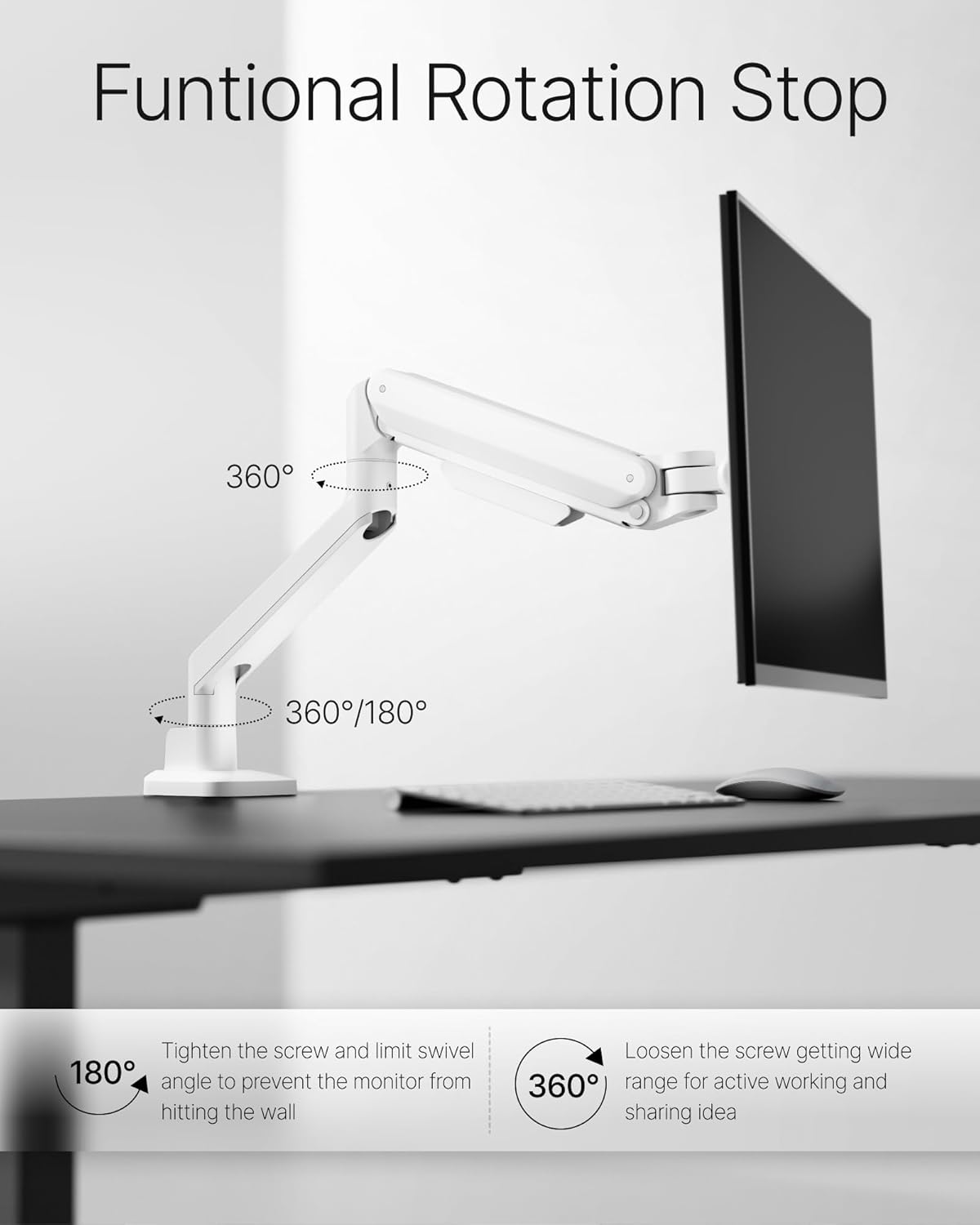 monTEK Deluxe Monitor Arm for 17 to 40 Inch Curved Screens with Cable Management Aluminum Fully Adjustable Single Monitor Arm with Clamp/Grommet, Quick Release Plate,75x75/100x100 VESA