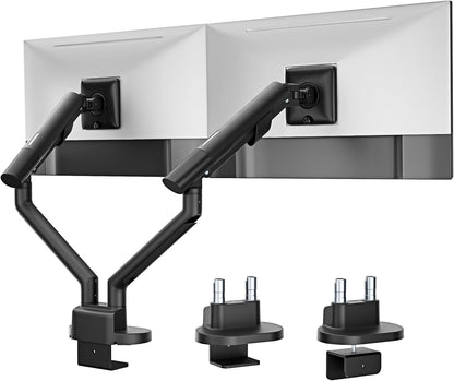 monTEK Dual Monitor Stand for 2 Screens 17 to 35 Inch, Heavy Duty Monitor Mount Arm, VESA Mount Desk Stand with C-Clamp/Grommet Base, Holds up to 24.3 lbs Per Arm, VESA 75/100mm, MA1010BK-D