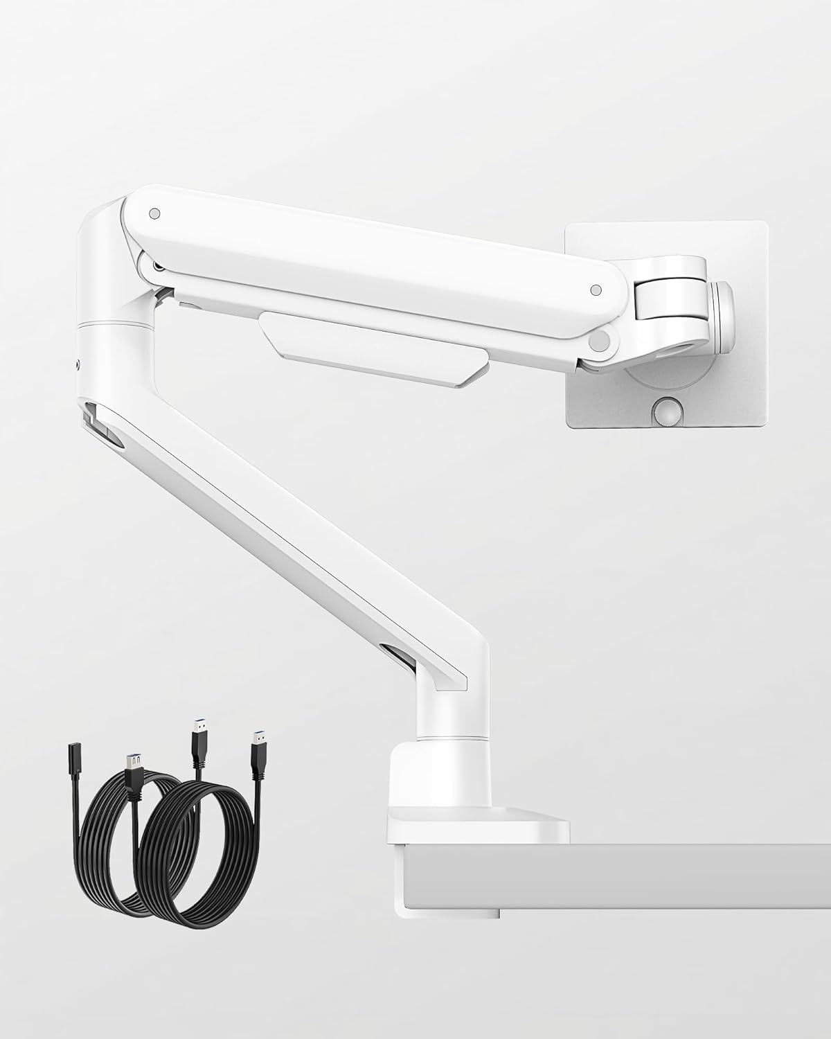 monTEK Deluxe Aluminum Monitor Arm with USB A/C for 17 to 40 Inch Curved Screens Fully Adjustable Single Monitor Arm with Clamp/Grommet, Quick Release Plate, Cable Management, VESA 75/100