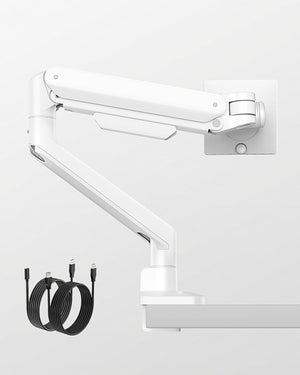 monTEK Deluxe Aluminum Monitor Arm with USB A/C for 17 to 40 Inch Curved Screens Fully Adjustable Single Monitor Arm with Clamp/Grommet, Quick Release Plate, Cable Management, VESA 75/100