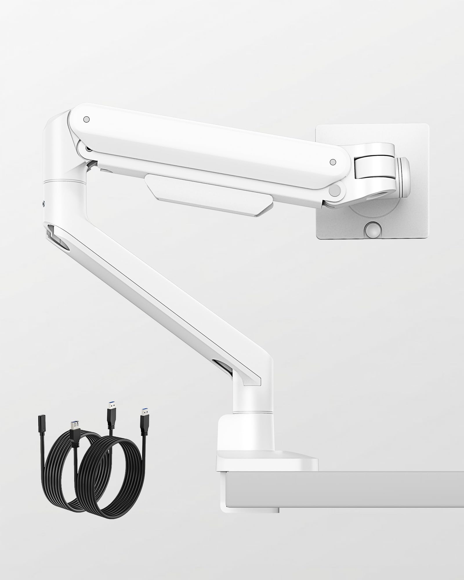 monTEK Deluxe Aluminum Monitor Arm with USB A/C for 17 to 40 Inch Curved Screens Fully Adjustable Single Monitor Arm with Clamp/Grommet, Quick Release Plate, Cable Management, VESA 75/100