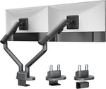monTEK Dual Monitor Stand for 2 Screens 17 to 35 Inch, Heavy Duty Monitor Mount Arm, VESA Mount Desk Stand with C-Clamp/Grommet Base, Holds up to 24.3 lbs Per Arm, VESA 75/100mm, Gray, MA1010DG-D