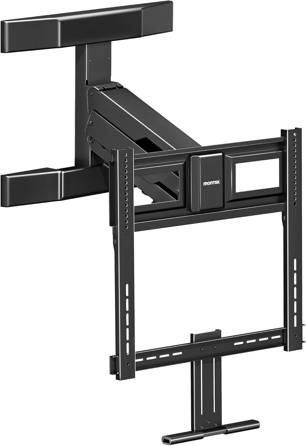 monTEK Fireplace Pull Down TV Mount for 43-86 Inch TVs Up to 99lbs, Swivel & Leveling Drop Down TV Mount, Pull Down TV Mount Over Fireplace with Padded Handle Bar, Max VESA 600x400mm