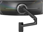 monTEK Monitor Wall Mount for 17-57“ up to 59.4 lbs Ultrawide Screens, Single Heavy-Duty Aluminum Gas Spring Monitor Arm with Full Motion Adjustment, VESA 75x75/100x100 Compatible, Black
