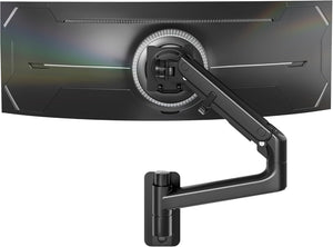 monTEK Monitor Wall Mount for 17-57“ up to 59.4 lbs Ultrawide Screens, Single Heavy-Duty Aluminum Gas Spring Monitor Arm with Full Motion Adjustment, VESA 75x75/100x100 Compatible, Black