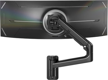 monTEK Monitor Wall Mount for 17-57“ up to 59.4 lbs Ultrawide Screens, Single Heavy-Duty Aluminum Gas Spring Monitor Arm with Full Motion Adjustment, VESA 75x75/100x100 Compatible, Black