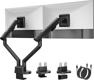 monTEK Dual Monitor Stand Mount with USB Up to 35" Screens, Each Arm Holds Max 24.3 lbs, Full Motion Adjustable Monitor Arm Desk Mount with C-Clamp/Grommet,VESA 75/100mm, MA1010UCBK-D