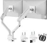 monTEK Dual Monitor Arm with USB, Mechanical Spring Monitor Arm for 17-35" Screens, Adjustable Monitor Desk Mount Each Holds up to 24.2 lbs with C Clamp/Grommet Desk Mount, VESA 75/100mm, MA1011UCWH-D
