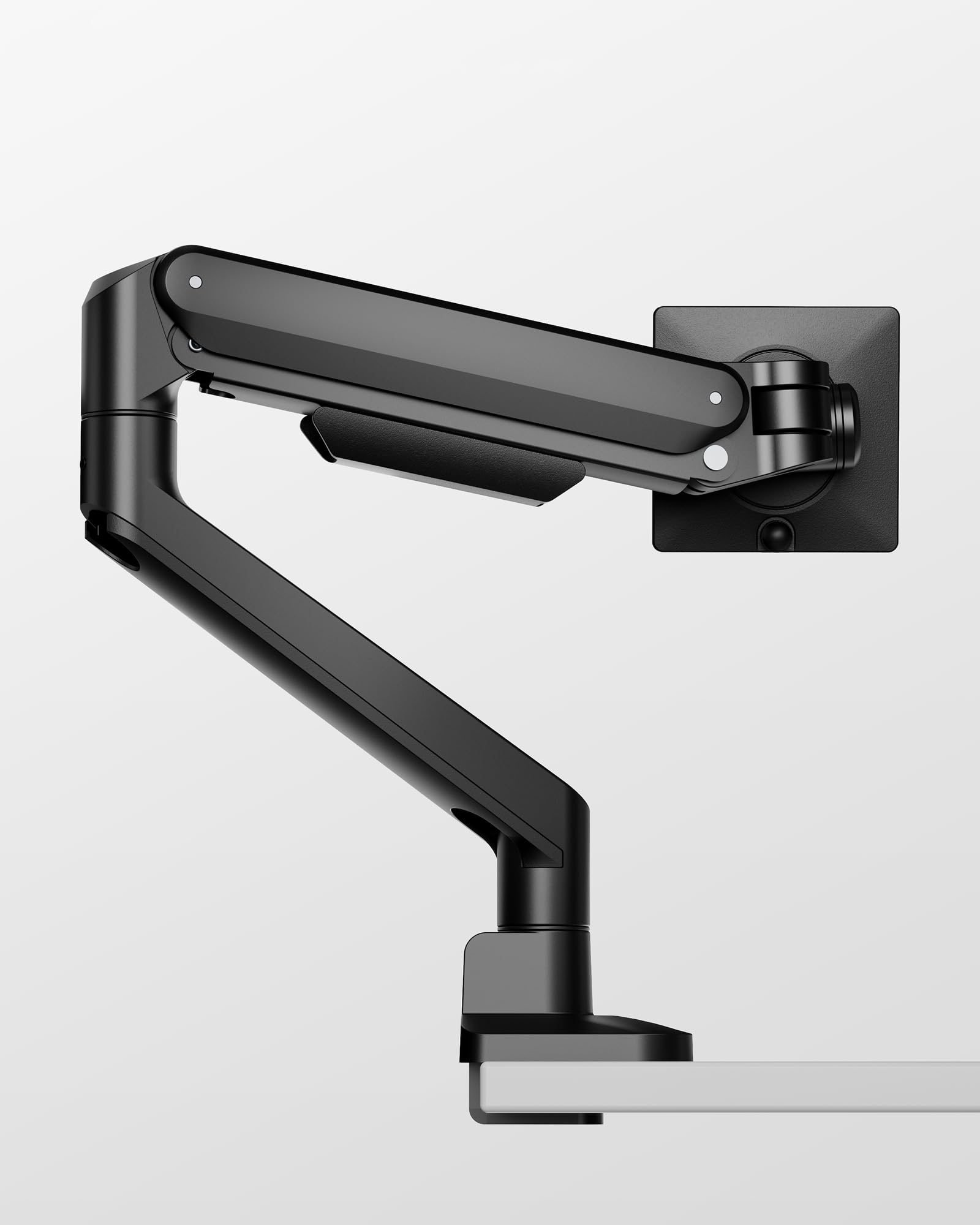 monTEK Deluxe Aluminum Monitor Arm with USB A/C for 17 to 40 Inch Curved Screens Fully Adjustable Single Monitor Arm with Clamp/Grommet, Quick Release Plate, Cable Management, VESA 75/100