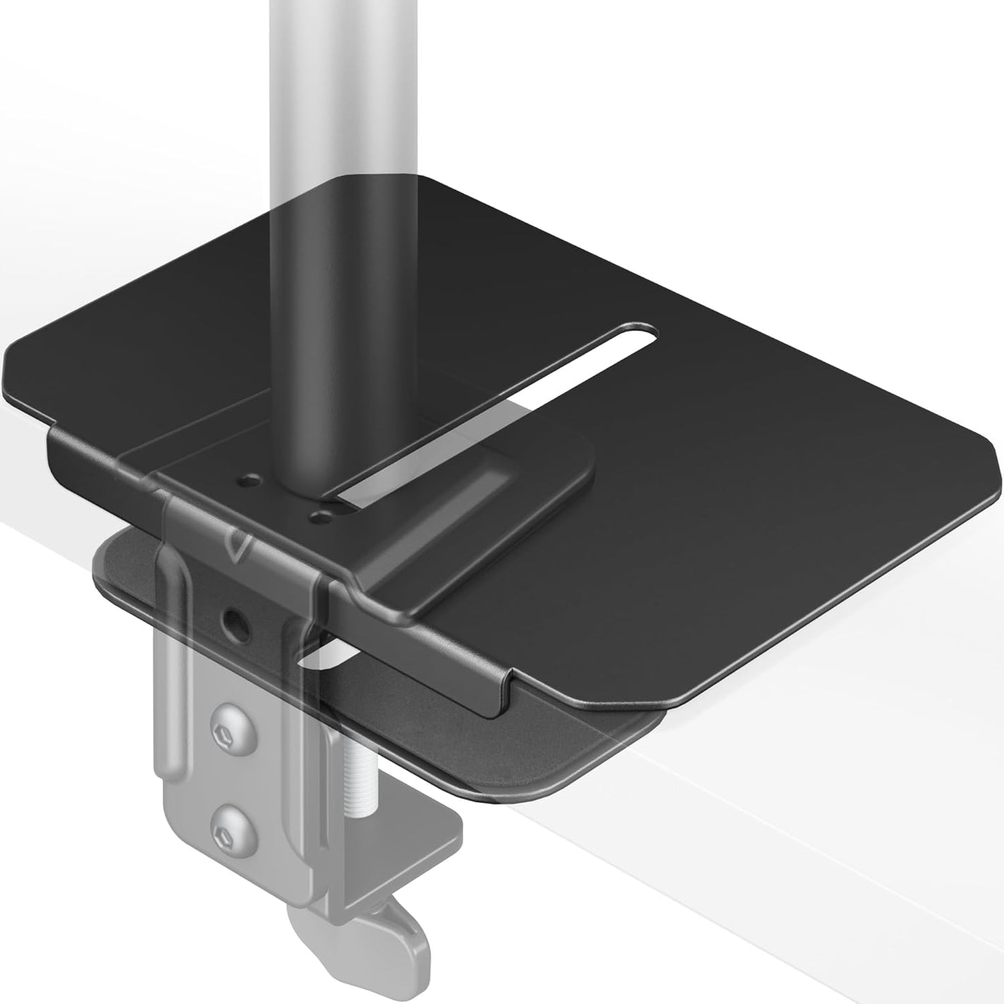 monTEK Adjustable Steel Monitor Mount Reinforcement Plate, Desk Stabilizer Plate for Thin, Glass or Fragile Desks,Universal Protective Support for C-Clamp & Grommet Monitor Arms, No Scratch Bracket