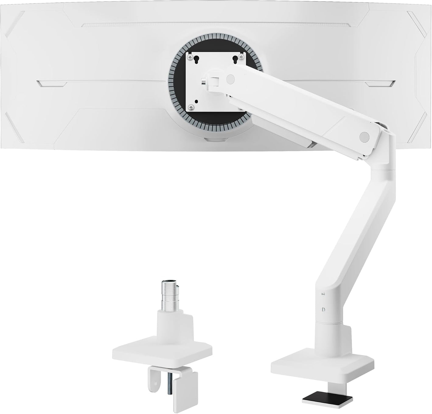 monTEK Single Monitor Arm for Max 45 Inch Ultrawide Screens Adjustable Monitor Desk Mount Holds 35 Lbs Cable Management with C Clamp/Grommet Desk Mount, VESA 75/100mm, MA1007WH