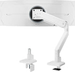 monTEK Single Monitor Arm for Max 45 Inch Ultrawide Screens Adjustable Monitor Desk Mount Holds 35 Lbs Cable Management with C Clamp/Grommet Desk Mount, VESA 75/100mm, MA1007WH