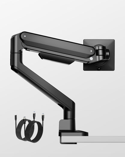 monTEK Deluxe Monitor Arm for 17 to 40 Inch Curved Screens with Cable Management Aluminum Fully Adjustable Single Monitor Arm with Clamp/Grommet, Quick Release Plate,75x75/100x100 VESA