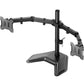 monTEK Stable Triple Monitor Stand, Free Standing Fully Adjustable Desk Mount for 3 Screen up to 17”-32” and 22lbs Capacity Each Arm, Heavy Duty Base, VESA 75x75mm/ 100x100mm