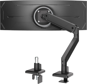 monTEK Single Monitor Arm for Max 45 Inch Ultrawide Screens Adjustable Monitor Desk Mount Holds 35 Lbs Cable Management with Clamp/Grommet Desk Mount, VESA 75/100mm, MA1007BK