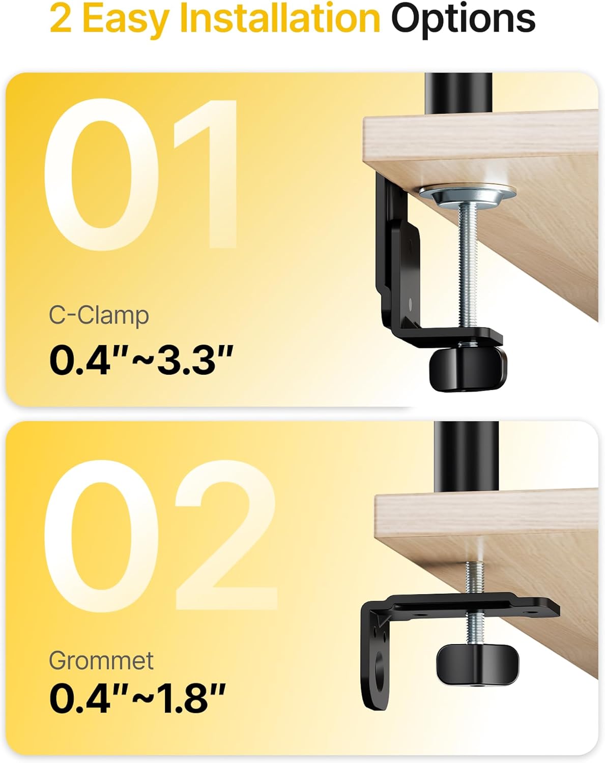 monTEK Quad Monitor Stand Mount, Fully Adjustable Desk Mount for 4 Screen up to 17”-32” and 22lbs Capacity Each Arm, Stable Monitor Arm with C Clamp and Grommet Base, VESA 75x75mm/100x100mm