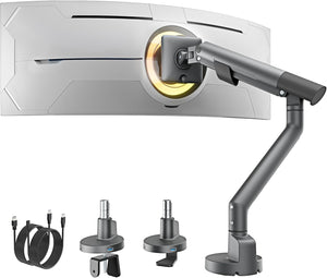 monTEK Single Monitor Arm with USB for 17-40 Inch Screens, Up to 24.3lbs, Heavy Duty Monitor Mount with VESA Mount, Full Motion Adjustment Monitor Stand C-Clamp/Grommet Base,VESA 75/100mm, MA1010UCDG