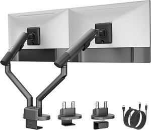 monTEK Dual Monitor Stand Mount with USB for Up to 35" Screens, Each Arm Holds Max 24.3lbs, Full Motion Adjustable Monitor Arm Desk Mount with C-Clamp/Grommet, VESA 75/100mm, Space Gray, MA1010UCDG-D