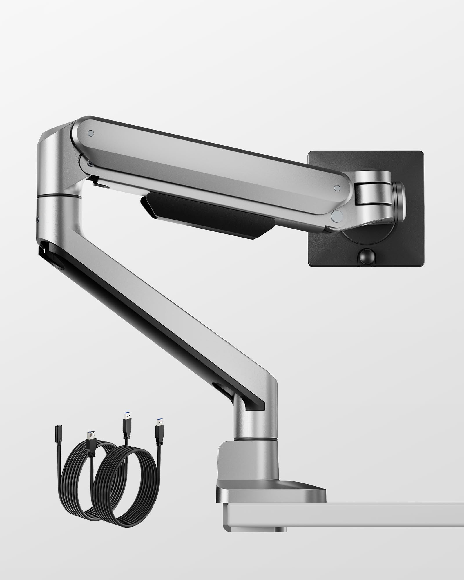 monTEK Deluxe Monitor Arm for 17 to 40 Inch Curved Screens with Cable Management Aluminum Fully Adjustable Single Monitor Arm with Clamp/Grommet, Quick Release Plate,75x75/100x100 VESA