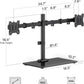 monTEK Freestanding Dual Monitor Stand with Sleek Glass Base for 17-32 inch Screens, Heavy-Duty Dual Monitor Mount Holds 22 lbs per Arm, Fully Motion Height Adjustable, VESA 75/100 MM