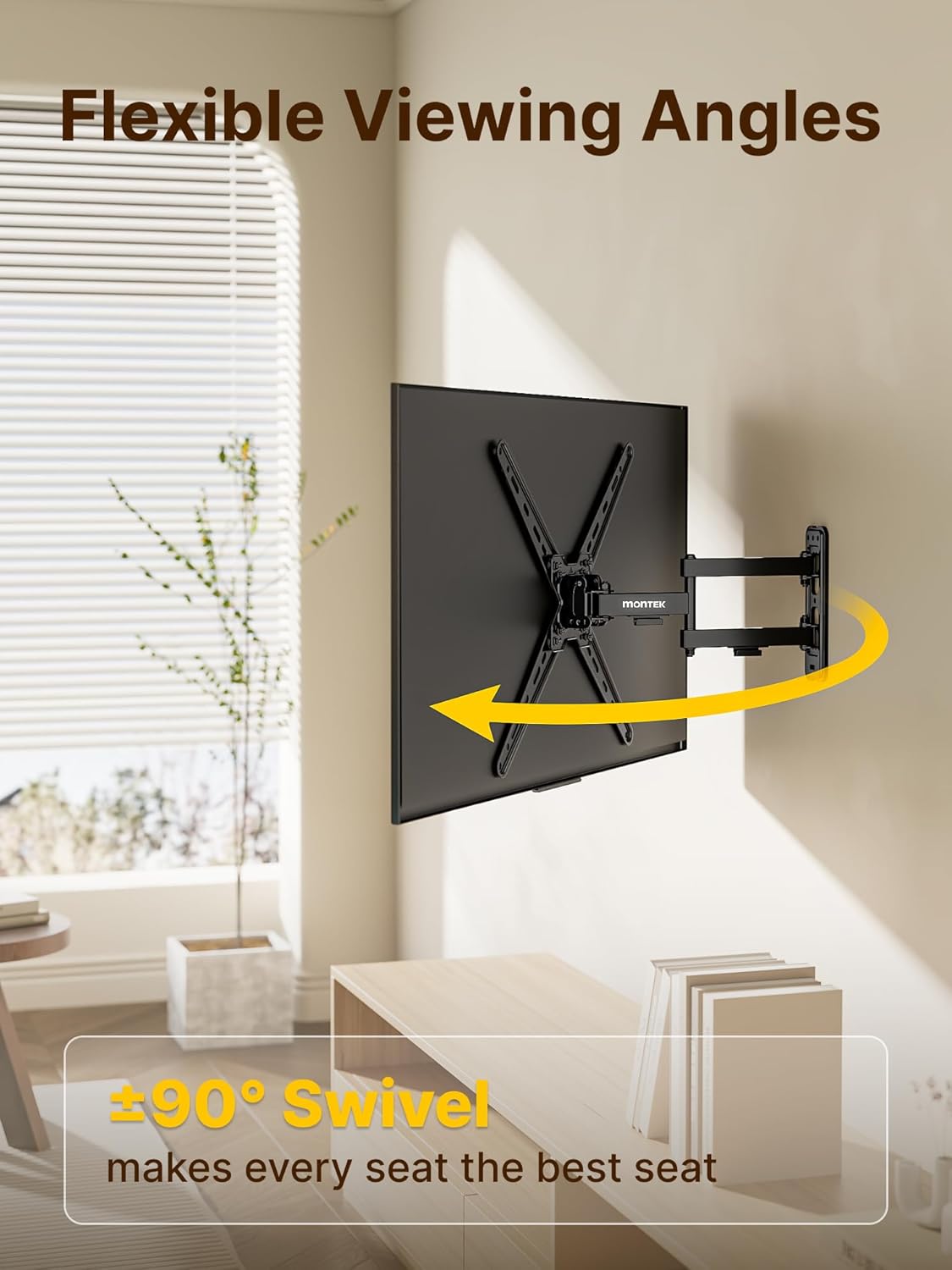 monTEK Full Motion TV Wall Mount Bracket for Most 13-55 Inch LED LCD Flat Screen TVs & Monitors, Swivel Tilt Extension Rotation with Articulating Arms, TV Mount Max VESA 400x400mm, up to 55lbs