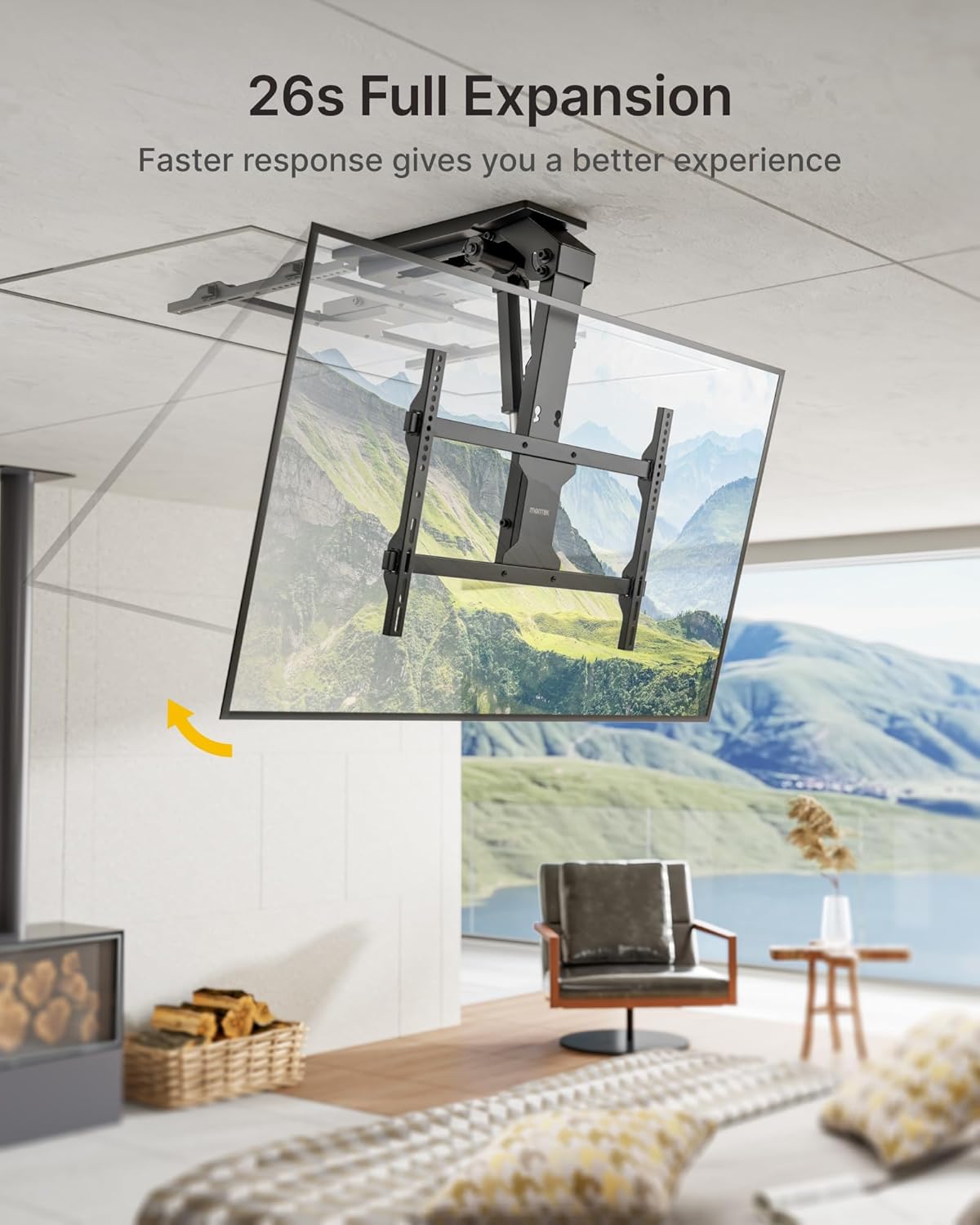 monTEK Motorized Ceiling TV Mount with Remote for 37-75 Inch TVs, Electric TV Mount Motorized Drop Down for Flat and Pitched Roof,Holds up to 99 lbs, 4X Load Tested, App and Voice Control