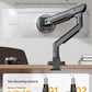 monTEK Premium Aluminum Monitor Arm for 17–57” Ultrawide Screens up to 59 lbs, USB 3.0 Single Desk Mount with Adjustable Gas Spring, Quick-Release Plate, 10-Min Assembly, Clamp/Grommet, VESA 100x100