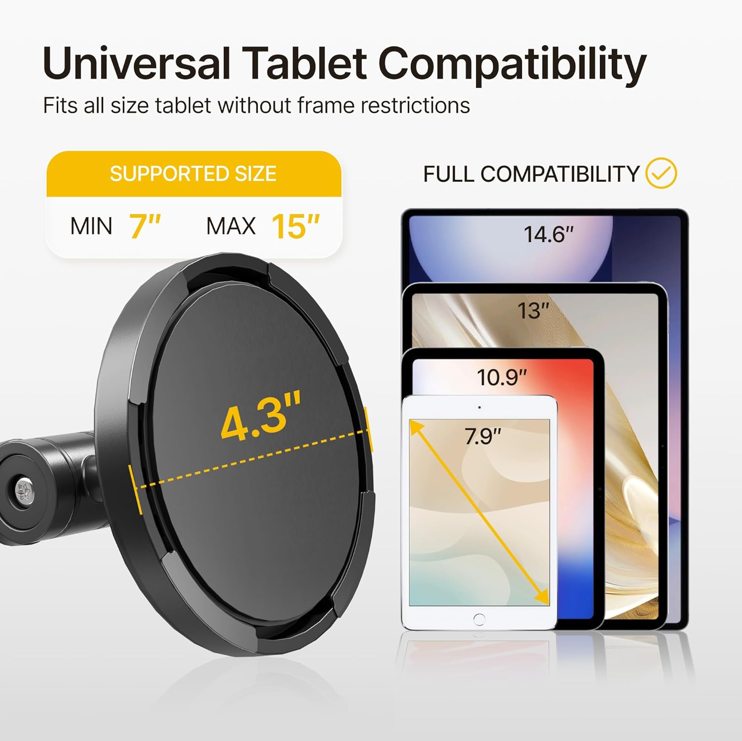 monTEK Anti-Theft Tablet Stand, Frameless Universal Tablet Kiosk with Security Lock Fit 7”-15” Screen Size, Compatible with IPad Pro/Air/Mini and Samsung Tab, Black