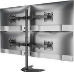 monTEK Stable Quad Monitor Stand, Free Standing Fully Adjustable Desk Mount for 4 Screen up to 17”-32” and 22lbs Capacity Each Arm, Heavy Duty Base, VESA 75x75mm/100x100mm
