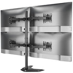 monTEK Stable Triple Monitor Stand, Free Standing Fully Adjustable Desk Mount for 3 Screen up to 17”-32” and 22lbs Capacity Each Arm, Heavy Duty Base, VESA 75x75mm/ 100x100mm
