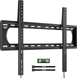 monTEK Heavy Duty Fixed TV Wall Mount Bracket for 60–120" Flat & Curved TVs up to 300lbs, 4× Load Tested, Ultra Slim 1.3" Low Profile, Max VESA 900x600, Quick-Release Lock, Fits 16"/18"/24" Wood Studs