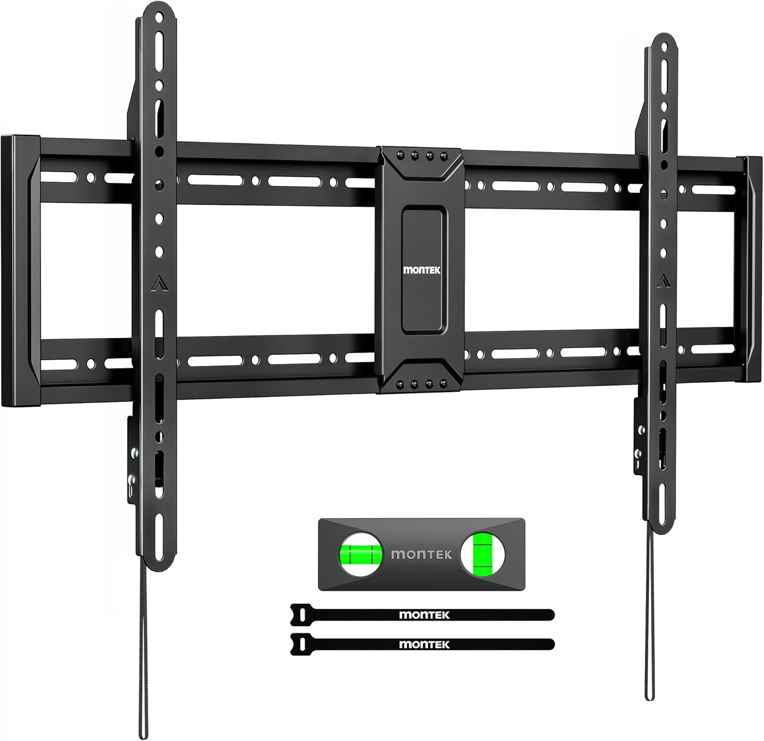 monTEK Heavy Duty Fixed TV Wall Mount for 43–95 Inch TVs, 1.1" Ultra Slim Low Profile Bracket, 200 lbs Capacity, Max VESA 800x400mm, Fits 16"/18"/24" Studs, Space-Saving for Large Flat & Curved TVs