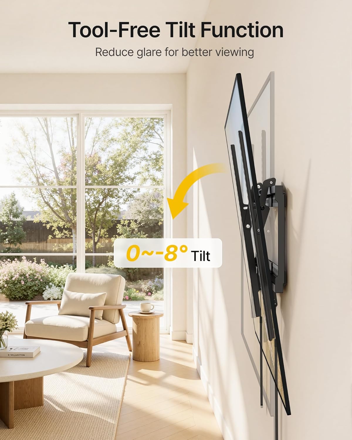 monTEK Heavy Duty TV Wall Mount Tilting Low Profile TV Bracket for 37-86 Inch Flat Screen Curved TVs, Anti-Glare Tilt TV Mount Fits 16"/18"/24" Studs, Max VESA 600x400mm, Holds up to 165 lbs