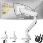 monTEK Single Monitor Arm with USB, Mechanical Spring Monitor Arm for 17-40" Screens, Adjustable Monitor Desk Mount Holds up to 26.4 lbs with C Clamp/Grommet Desk Mount, VESA 75/100mm, MA1011UCWH