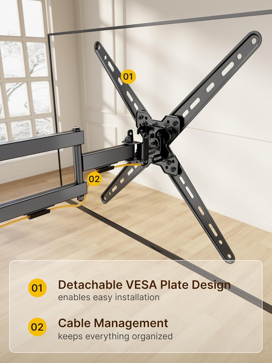 monTEK Full Motion TV Wall Mount Bracket for Most 13-55 Inch LED LCD Flat Screen TVs & Monitors, Swivel Tilt Extension Rotation with Articulating Arms, TV Mount Max VESA 400x400mm, up to 55lbs