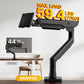 monTEK Sleek Aluminum Monitor Arm for 17–57” Ultrawide Screens up to 59.4 lbs, Heavy Duty Single Monitor Arm Desk Mount, Pneumatic Lift, Quick-Release Plate, Clamp/Grommet, Max VESA 100x100
