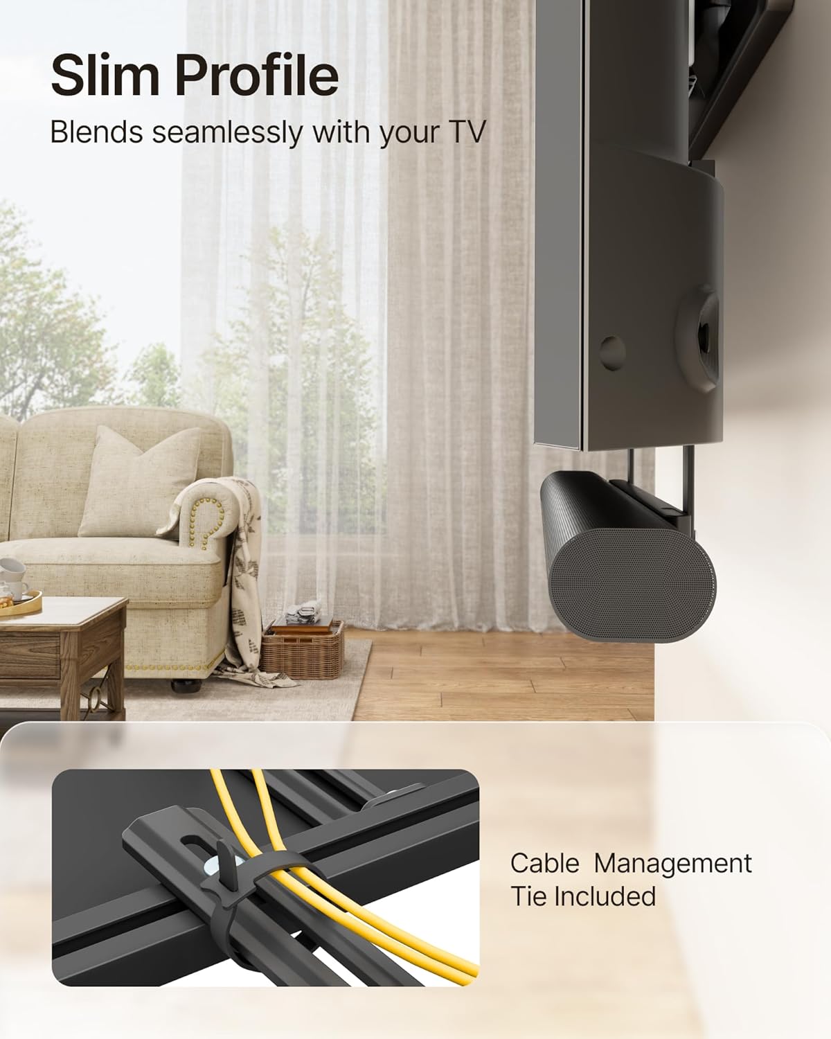 monTEK Soundbar Mount up to 22 lbs fits Sonos Arc/Arc Ultra/Beam/Ray/Playbar, Bose Soundbar 500/700, Samsung & Sony & LG & JBL, Adjustable Soundbar Mount Under TV, Black