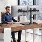 monTEK Freestanding Dual Monitor Stand with Sleek Glass Base for 17-32 inch Screens, Heavy-Duty Dual Monitor Mount Holds 22 lbs per Arm, Fully Motion Height Adjustable, VESA 75/100 MM