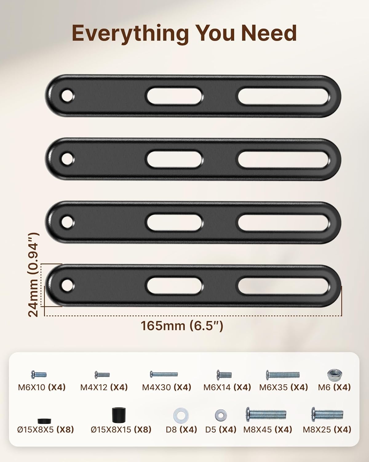monTEK Steel VESA Mount Adapter Kit, Universal Extension Bracket Fits 32"-55" LCD LED TVs up to 66lbs, Conversion Kit Expands VESA Holes to 300x300 & 400x400, Includes 52 Mounting Hardware