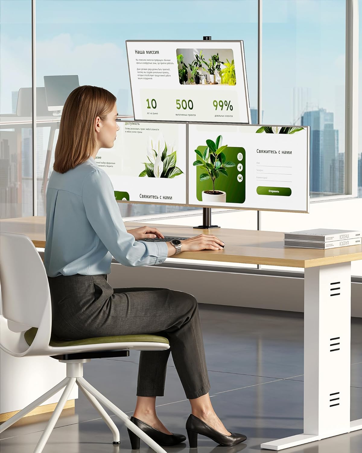 monTEK Triple Monitor Stand Mount, Fully Adjustable Desk Mount for 3 Screen up to 17”-32” and 22lbs Capacity Each Arm, Stable Monitor Arm with C Clamp and Grommet Base, VESA 75x75mm/100x100mm