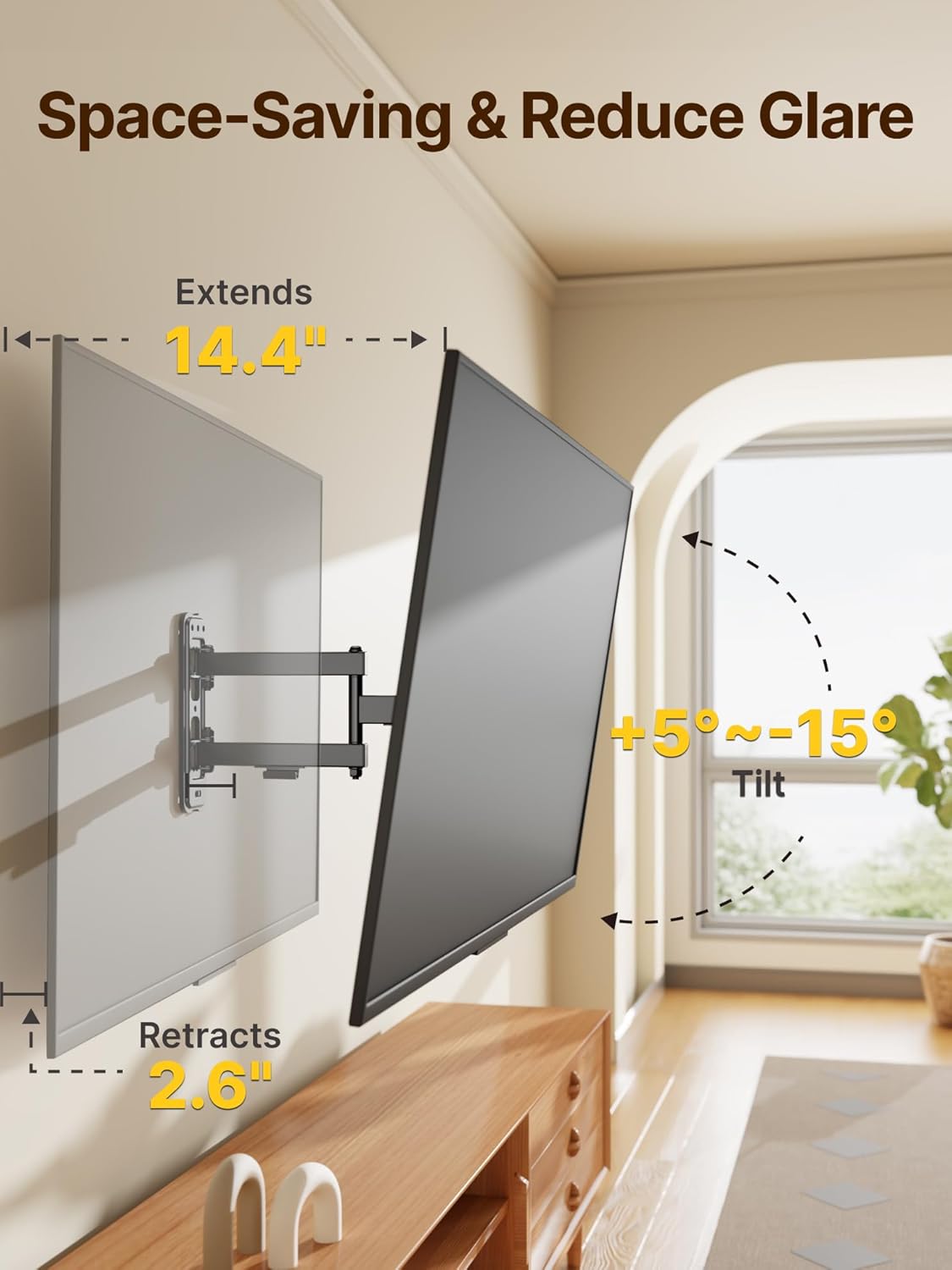 monTEK Full Motion TV Wall Mount Bracket for Most 13-55 Inch LED LCD Flat Screen TVs & Monitors, Swivel Tilt Extension Rotation with Articulating Arms, TV Mount Max VESA 400x400mm, up to 55lbs