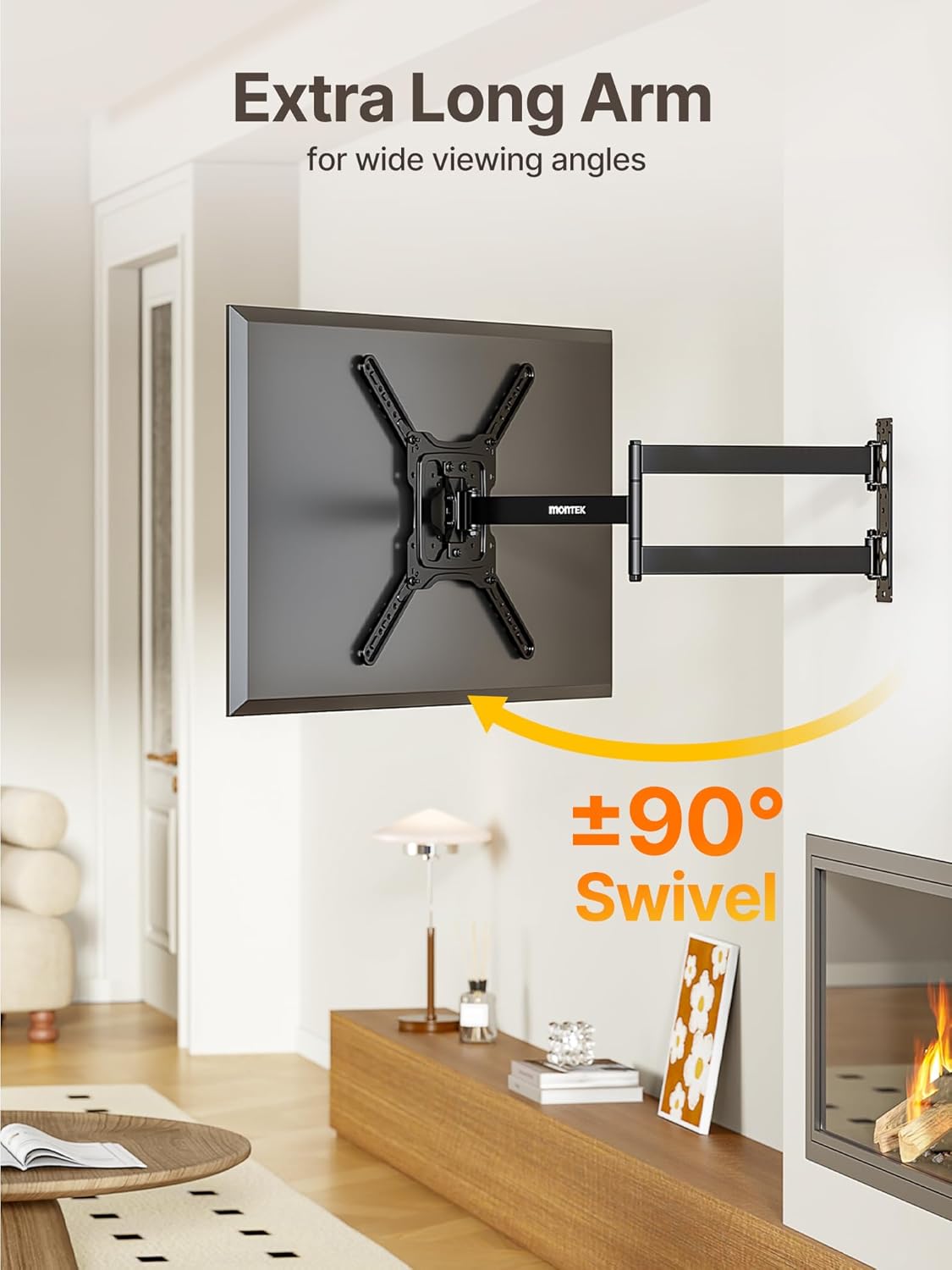 monTEK Long Arm TV Wall Mount for Most 23-65 Inch TVs, 29 Inch Long Extension TV Mount Swivel and Tilt, Full Motion Wall Mount Tv Bracket Fit Max VESA 400 x 400mm, Up to 77 lbs